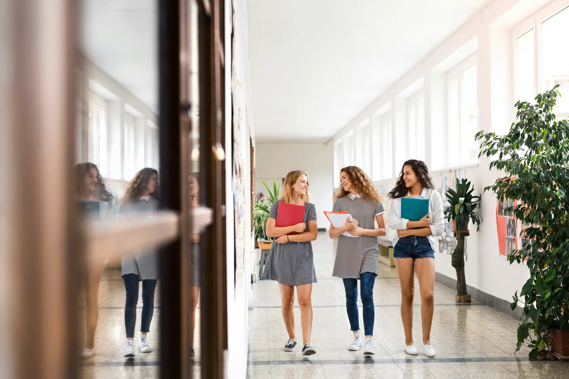 polished concrete hallway in a Pittsburgh school