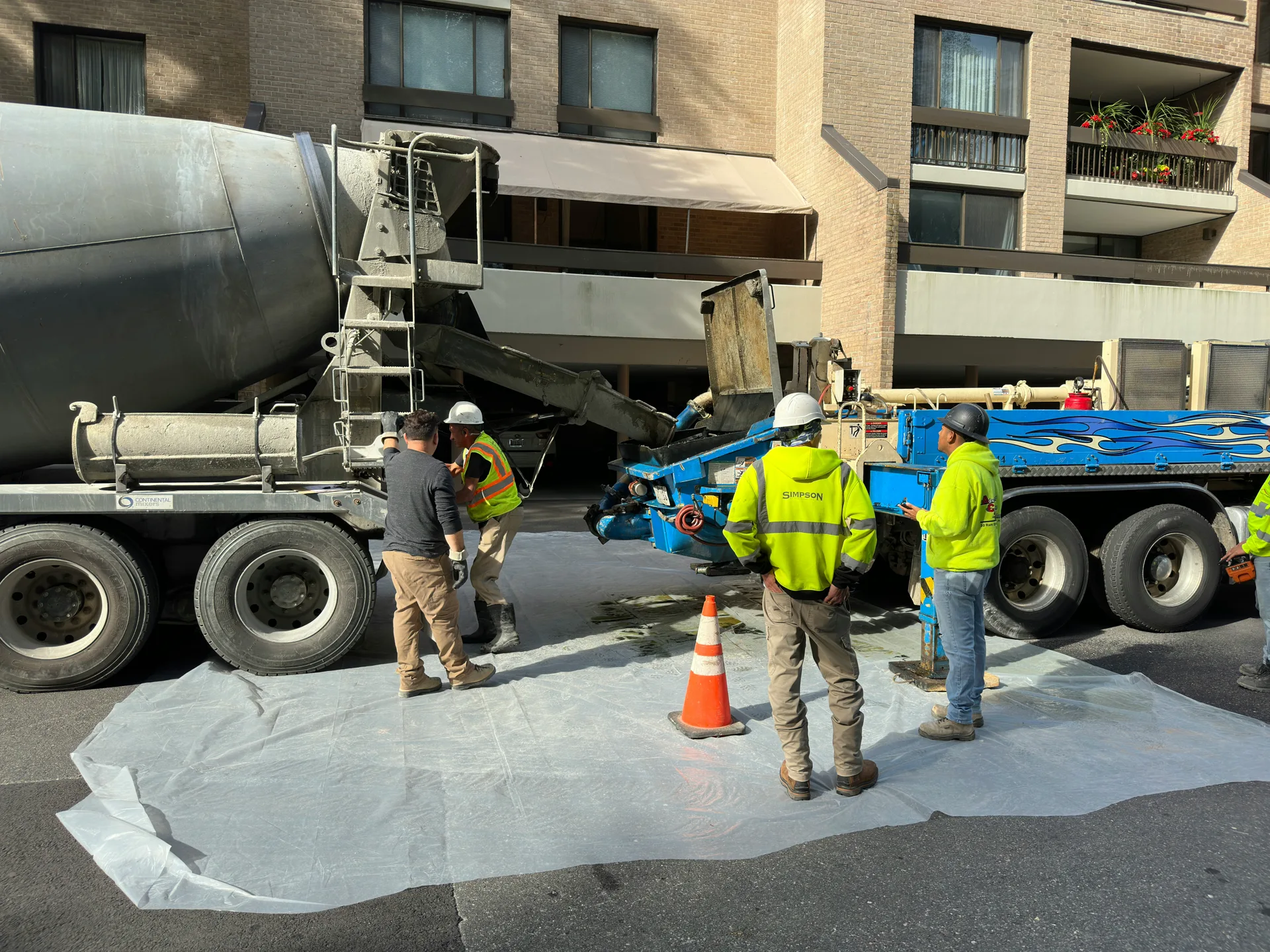 concrete pour for a commercial retaining wall in Pittsburgh