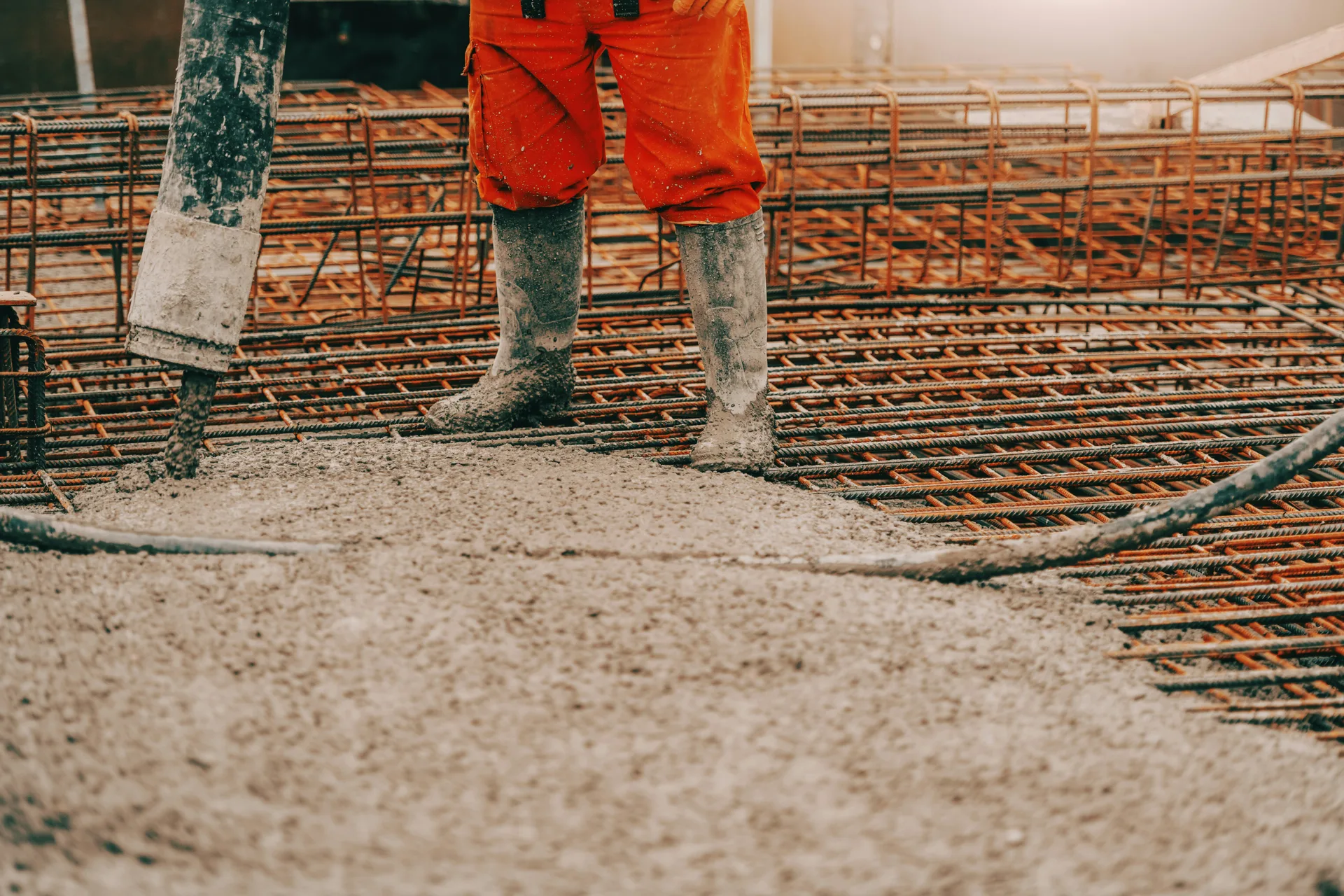 concrete pump operator placing concrete with a coiled hose in Pittsburgh
