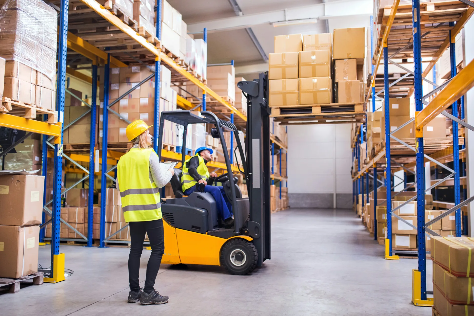 forklift on a finished warehouse concrete floor in Pittsburgh