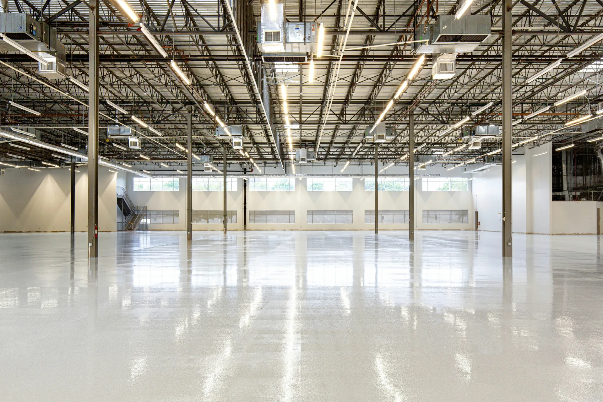 white epoxy coating on a Pittsburgh warehouse floor