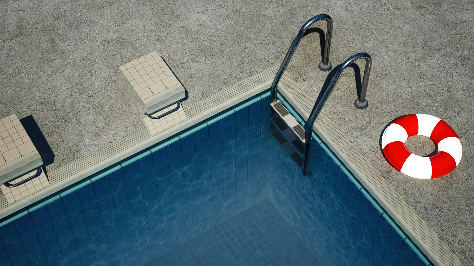 concrete pool deck with starting blocks at a Pittsburgh home