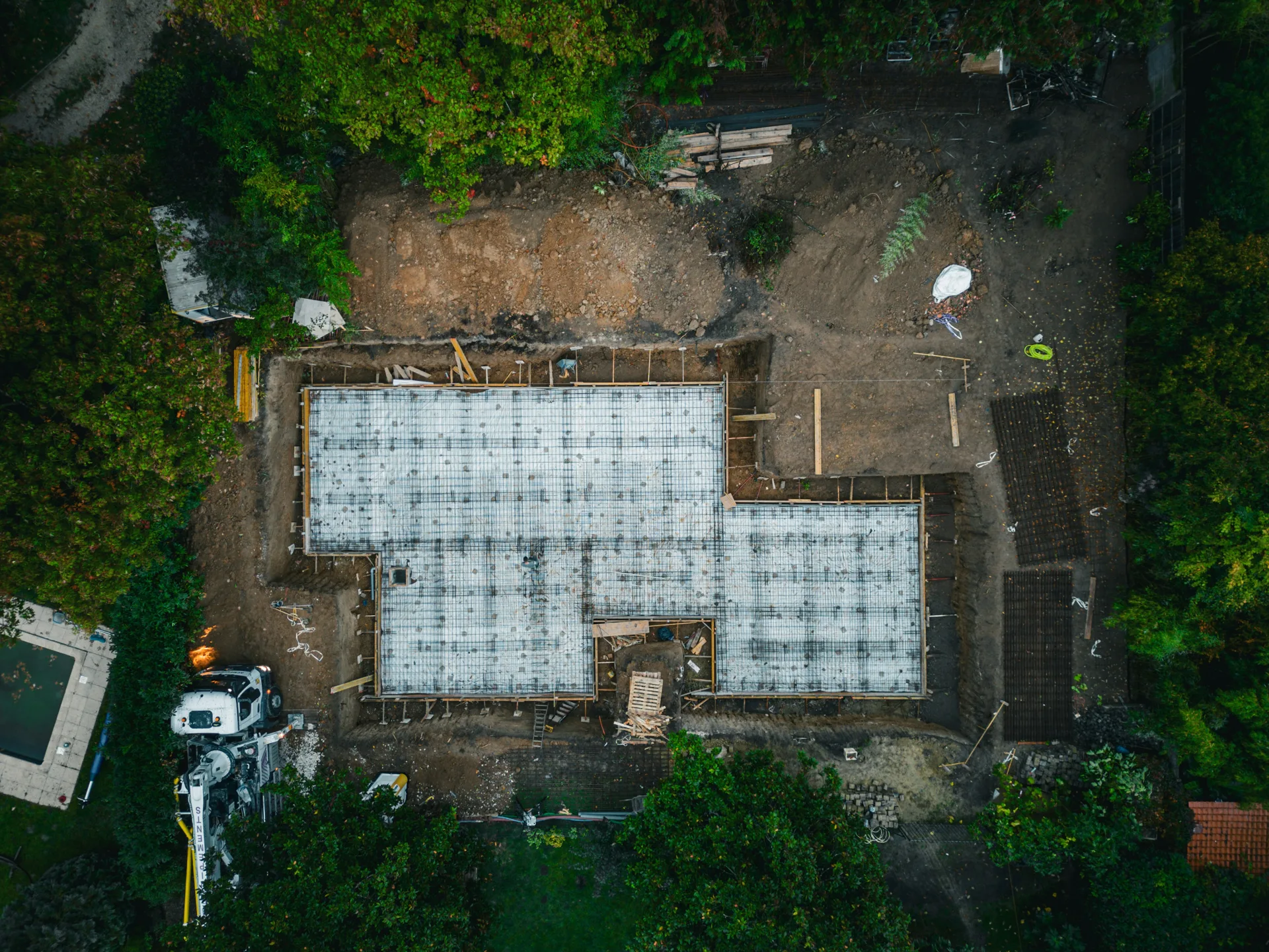 formed concrete foundation under construction at a Pittsburgh build