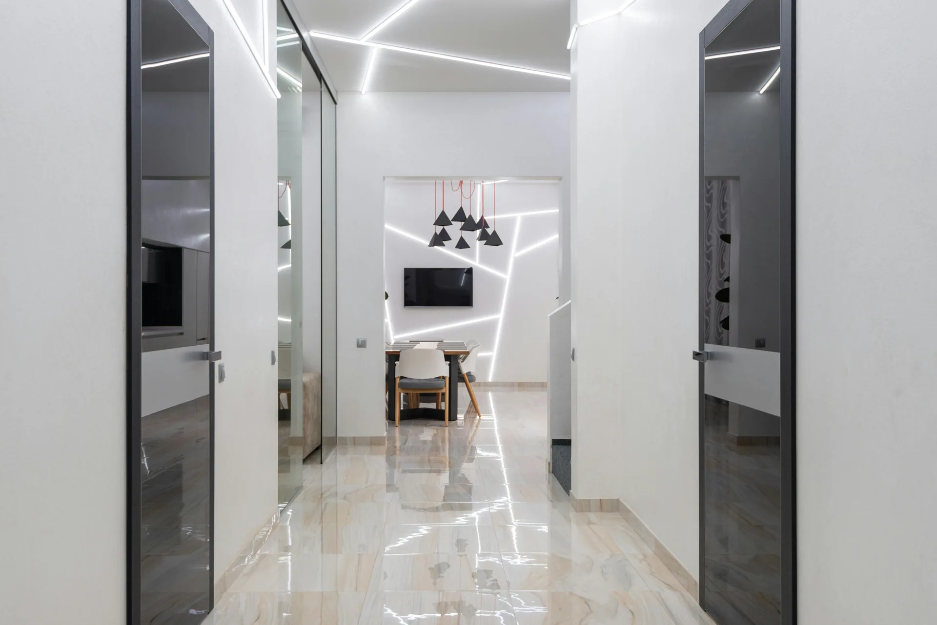luxury hallway floor finished over Laticrete waterproofing in Pittsburgh