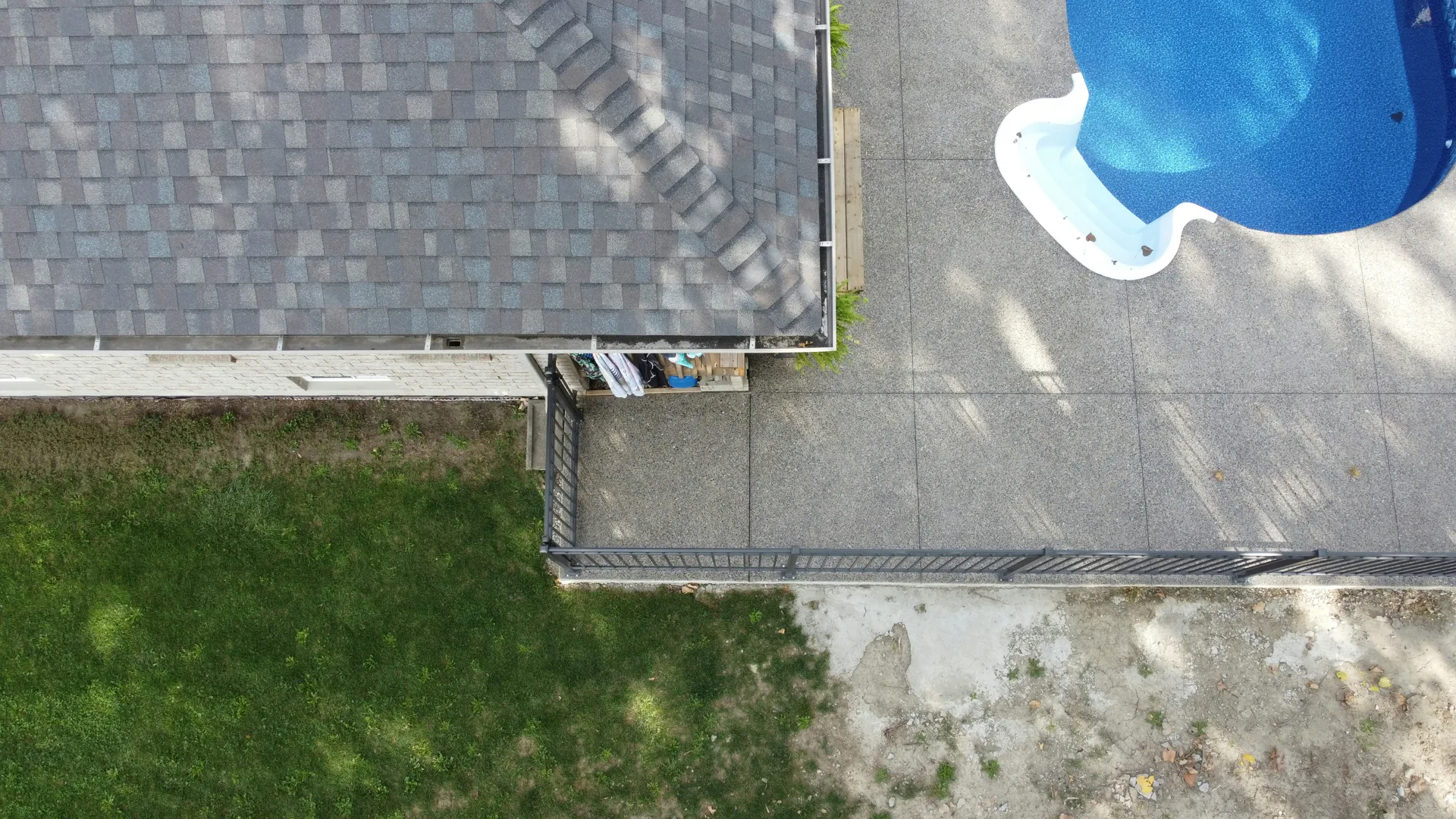 aerial view of a finished concrete pool deck in Pittsburgh