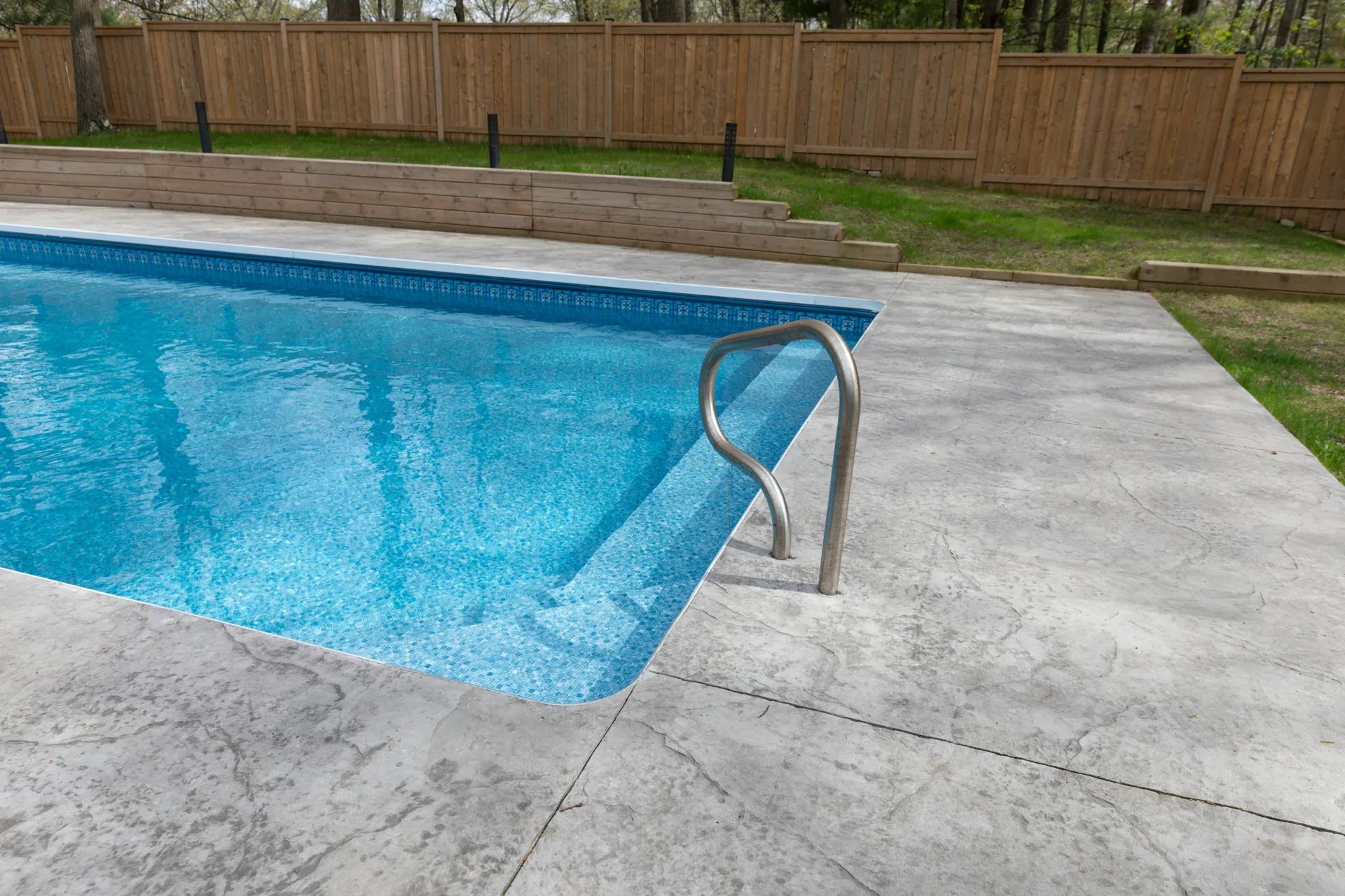 stamped concrete pool deck in a slate pattern in Pittsburgh